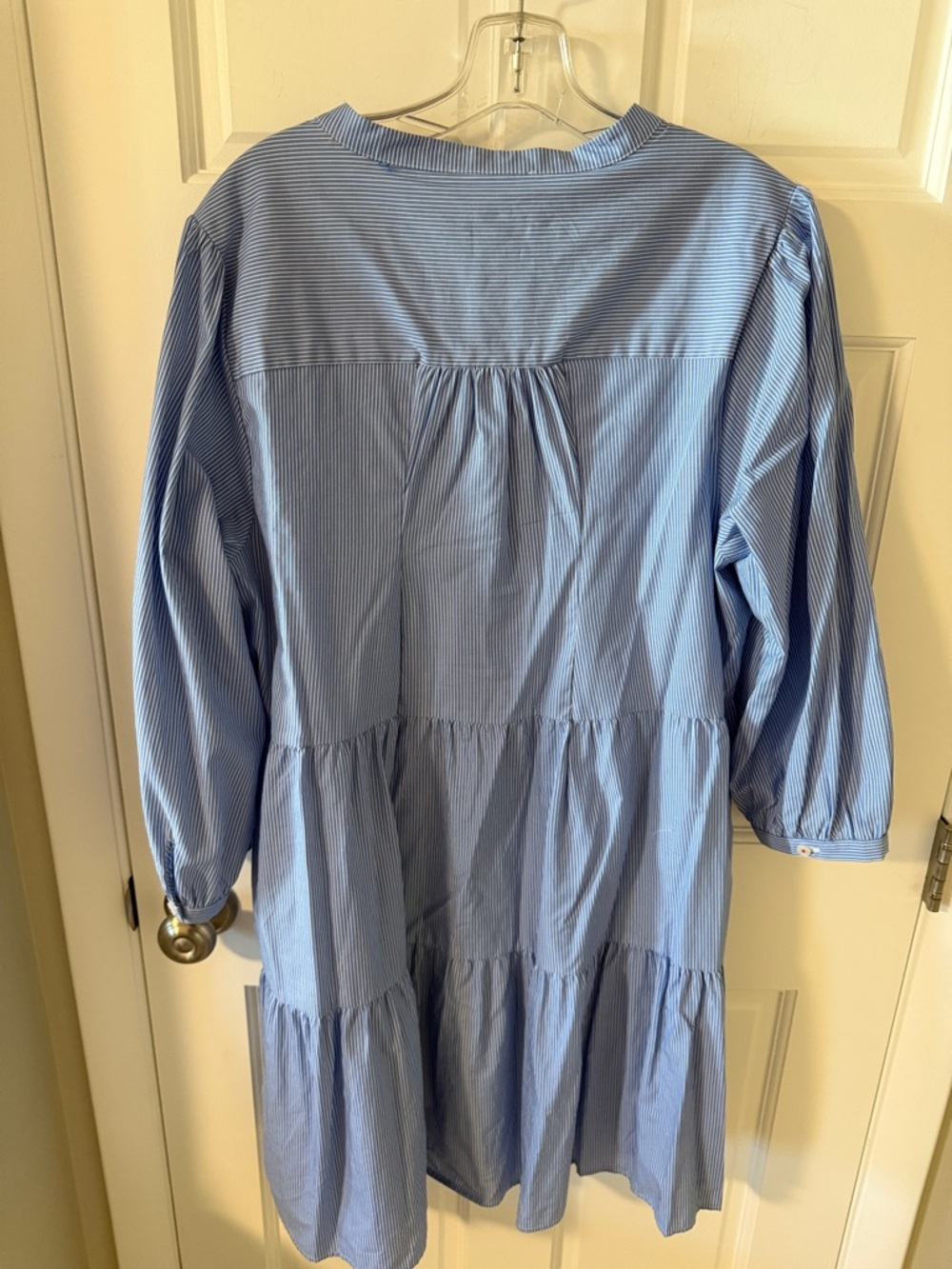 Nautica Jeans Women’s Embroidered pinstripe Tiered Cotton Mini Dress XL - Picture 9 of 10